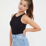 girls black vest top