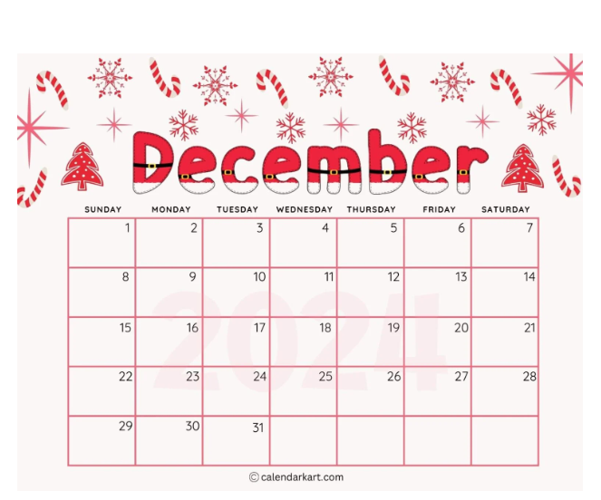 December 2024 Holiday Calendar with Public Holidays Marked